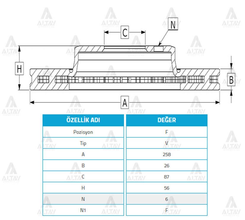 FREN DİSKİ PREGIO  97-09  ÖN HAVALI 258-6