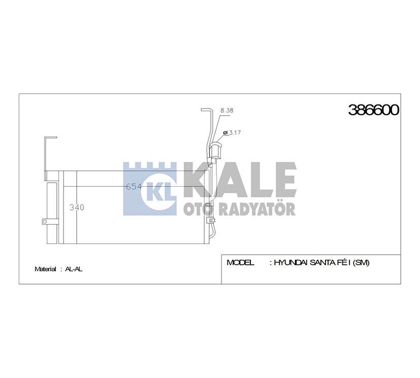 RADYATÖR KLİMA SANTAFE 00-06 DİZEL 680x350x18