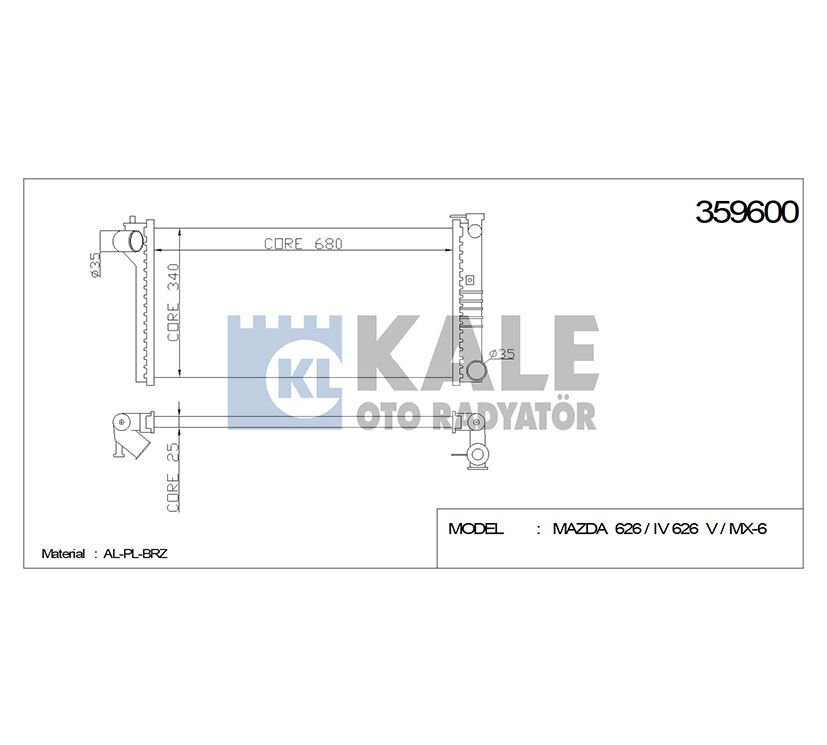 Ücretsiz Kargo MAZDA 626 SU RADYATÖRÜ MANUEL 2000 Motor 1992 den 2001 e Kadar Model KALE