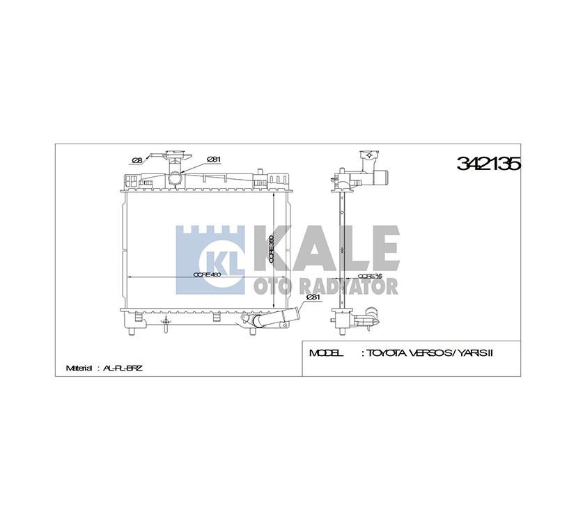 RADYATÖR SU YARIS 10-16 1.33 BENZİNLİ 16mm (MT)