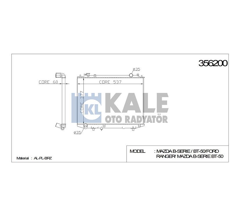 RADYATÖR SU B-2500  97-05  BT-50 05= 4x4  FORD RANGER  96-06  06= 4x4 26mm (MT)